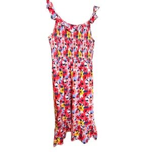 Blueberi Boulevard Midi Dress Sundress Women’s Size XL Tropical Ruffle Floral